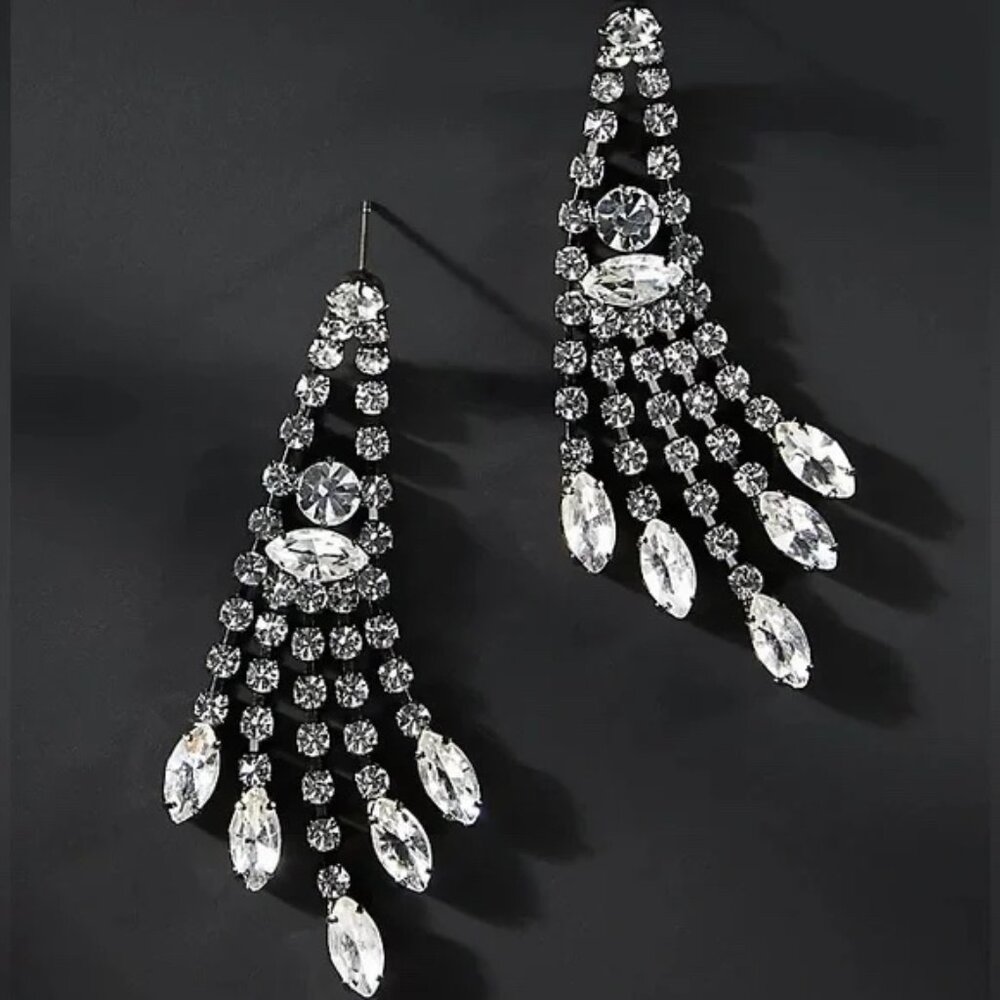 Shashi Juliette Chandelier White Gold Plated 14k Earrings NEW in box